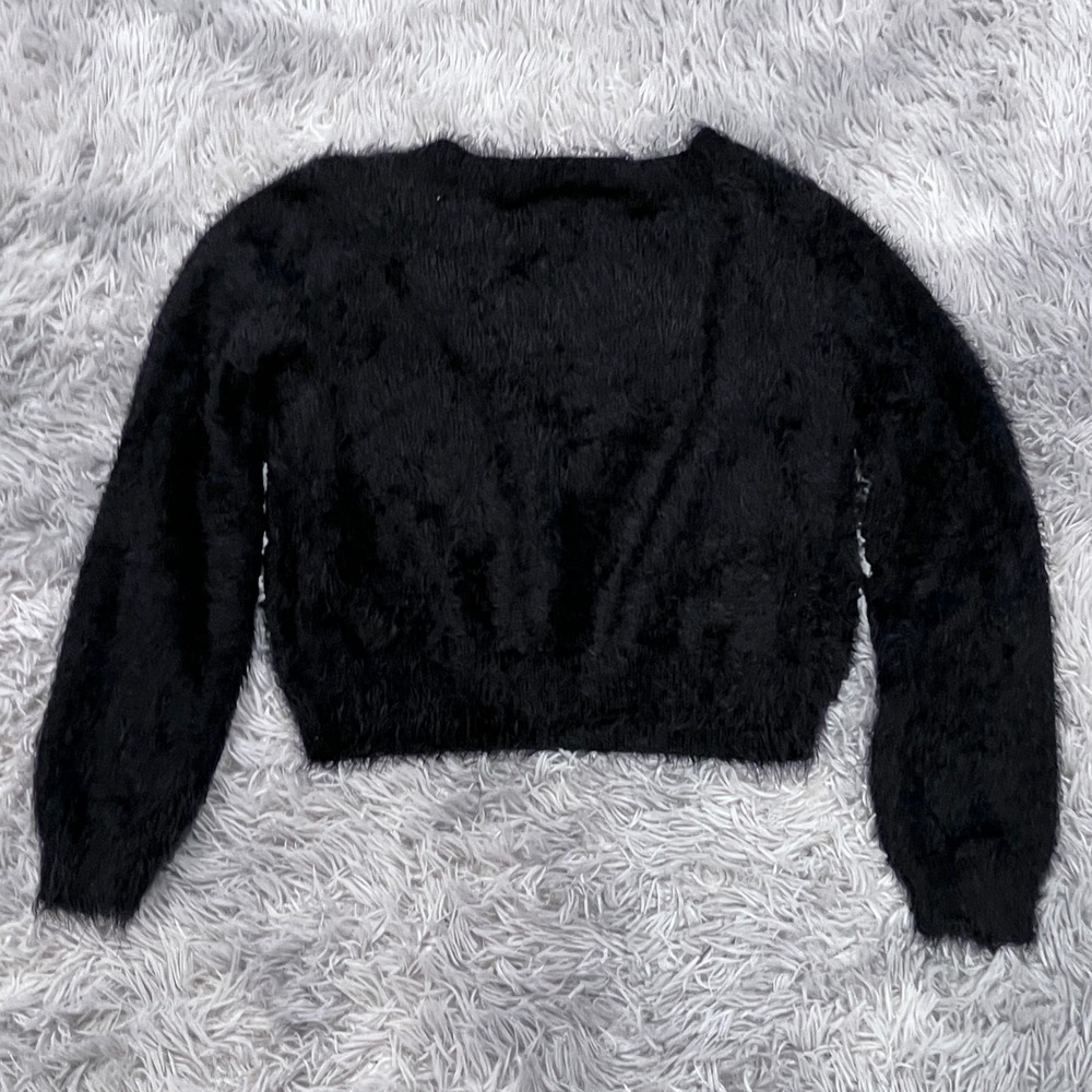KILLSTAR Black Fuzzy DEAD Graphic Knit Cropped Sweater Goth Grunge Witchy XL - Picture 11 of 12